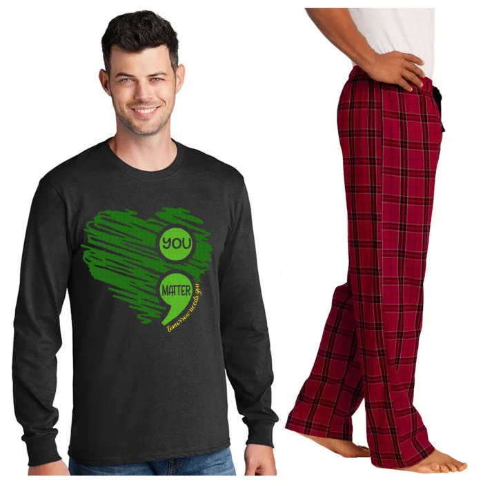 You Matter Semicolon Heart Long Sleeve Pajama Set