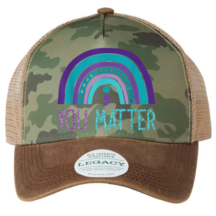 You Matter Semicolon Suicide Prevention Purple Teal Rainbow Legacy Tie Dye Trucker Hat