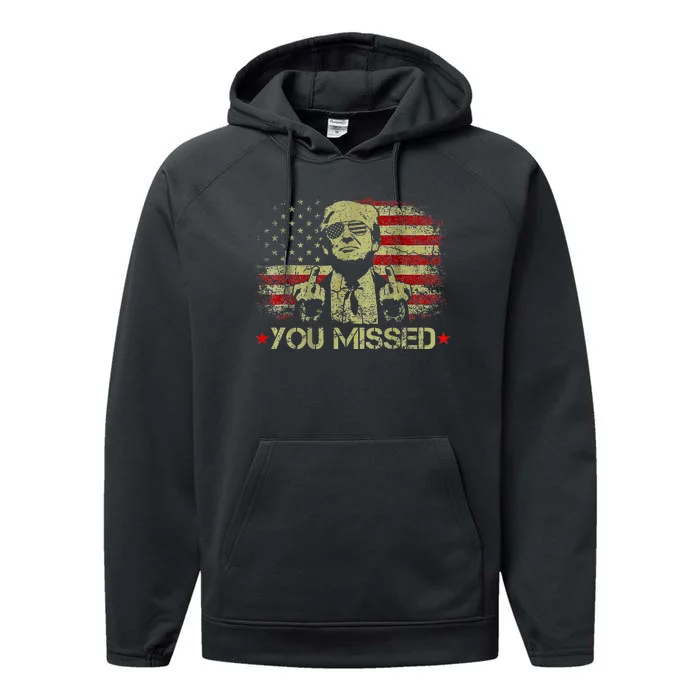 You Missed Trump 2024 Usa Merican Flag Performance Fleece Hoodie