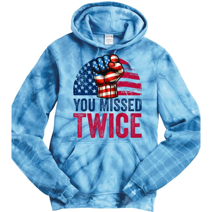 You Missed Twice Trump Assassinated White 2024 Tie Dye Hoodie