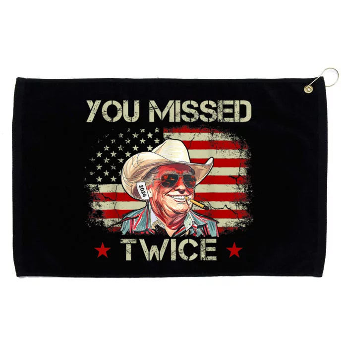 You Missed Twice Western Trump Cowboy Trump 2024 Us Flag Grommeted Golf Towel