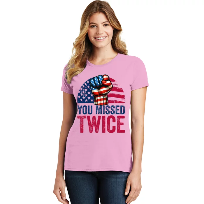 You Missed Twice Trump Assassinated White 2024 Women's T-Shirt