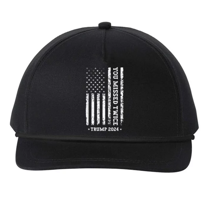 You Missed Twice You Missed Again Trump 2024 Us Flag Snapback Five-Panel Rope Hat