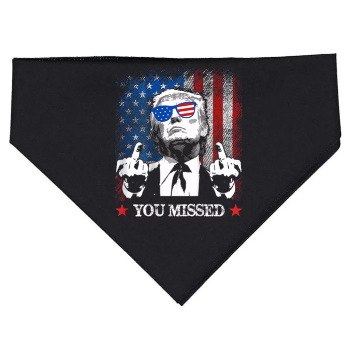 You Missed Trump 2024 Us American Flag USA-Made Doggie Bandana