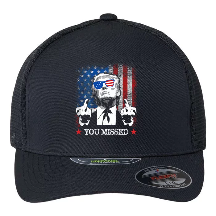 You Missed Trump 2024 Us American Flag Flexfit Unipanel Trucker Cap