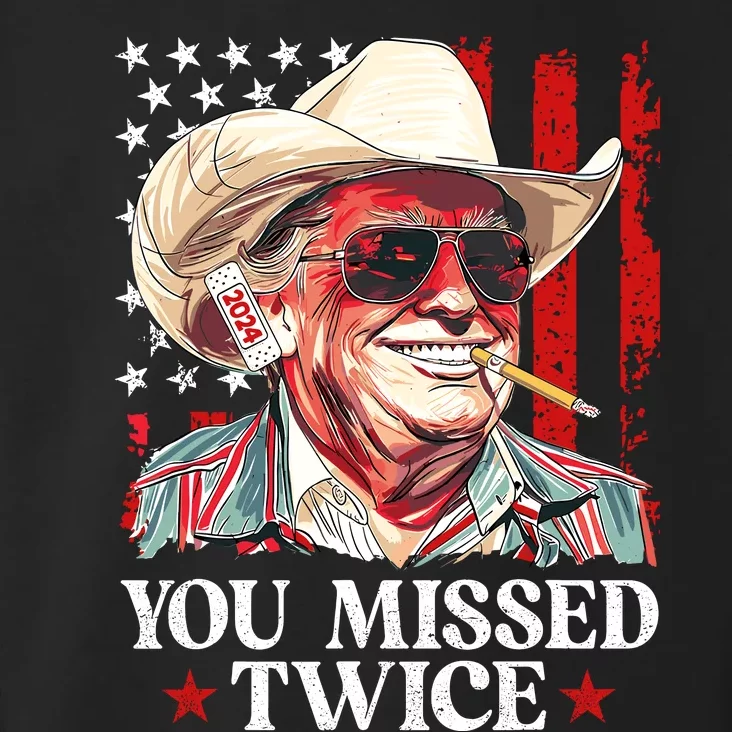 You Missed Twice Western Trump Cowboy Trump 2024 Us Flag Toddler Hoodie