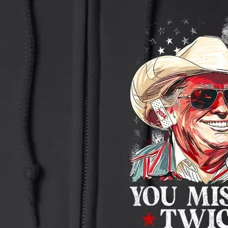 You Missed Twice Western Trump Cowboy Trump 2024 Us Flag Full Zip Hoodie