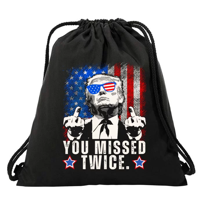 You Missed Twice Drawstring Bag