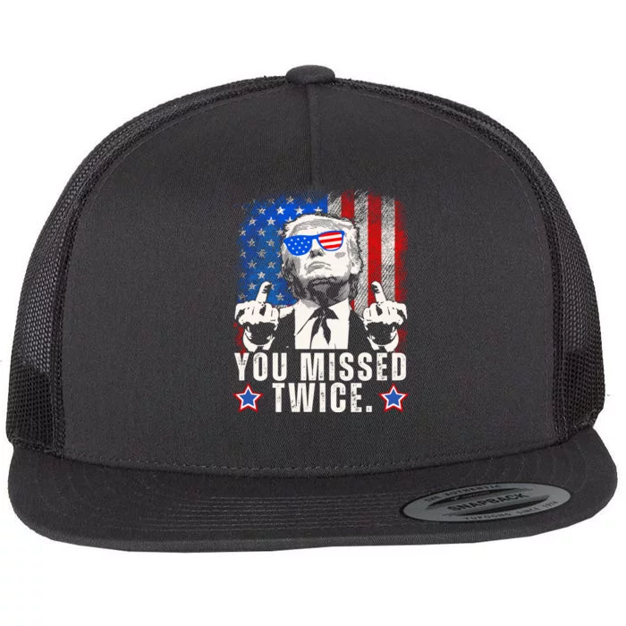 You Missed Twice Flat Bill Trucker Hat