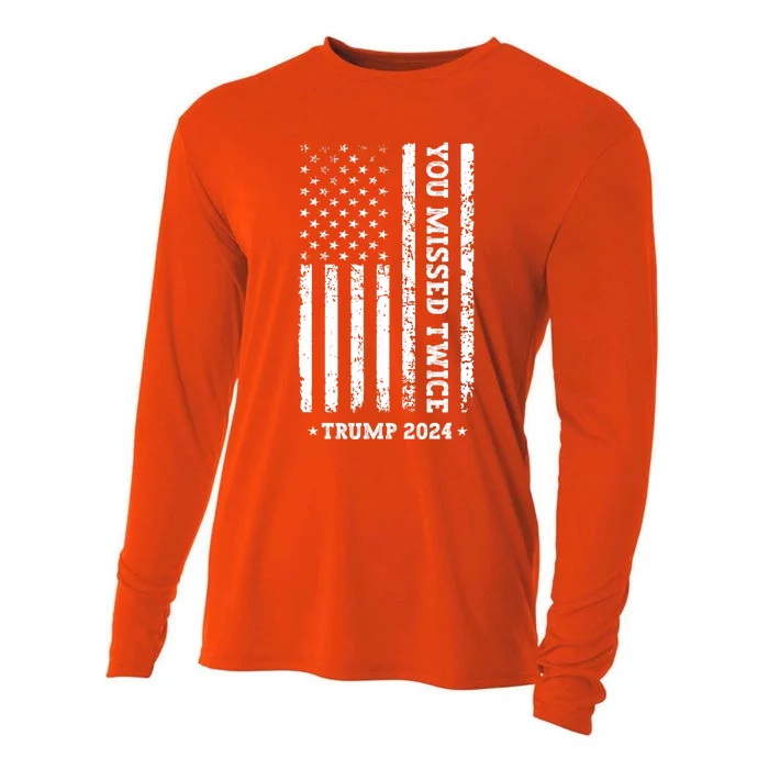 You Missed Twice You Missed Again Trump 2024 Us Flag Cooling Performance Long Sleeve Crew