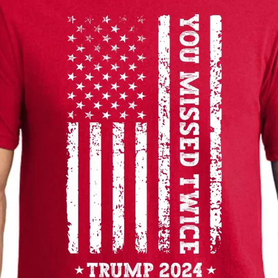 You Missed Twice You Missed Again Trump 2024 Us Flag Pajama Set