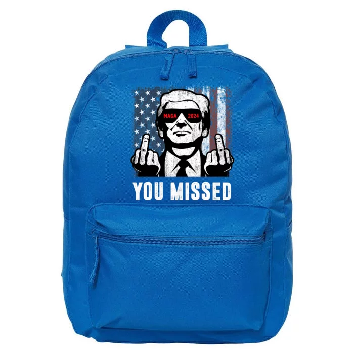 You Missed Trump Fingers Usa Maga 2024 Trump 2024 You Missed Patriotic 16 in Basic Backpack