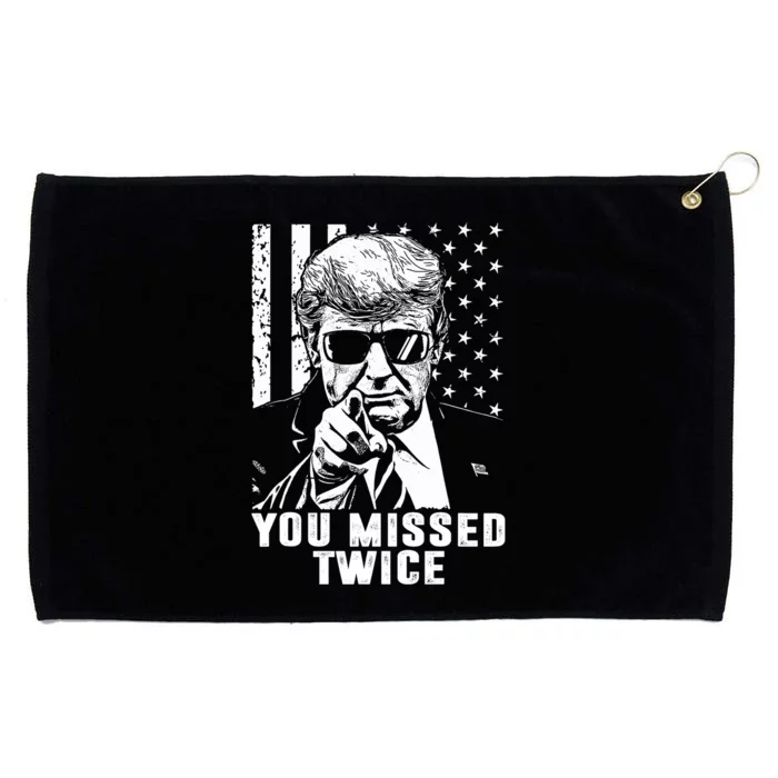 You Missed Twice Trump 2024 Us American Flag Grommeted Golf Towel