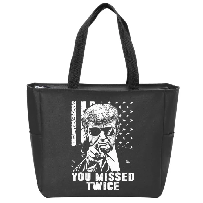 You Missed Twice Trump 2024 Us American Flag Zip Tote Bag