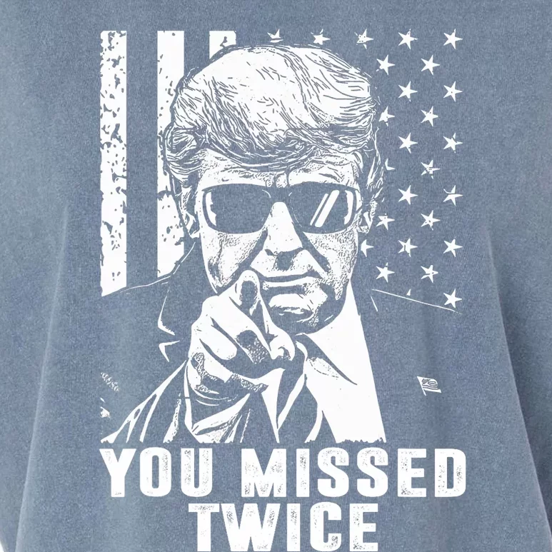 You Missed Twice Trump 2024 Us American Flag Garment-Dyed Women's Muscle Tee