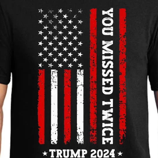 You Missed Twice You Missed Again Trump 2024 Us Flag Pajama Set