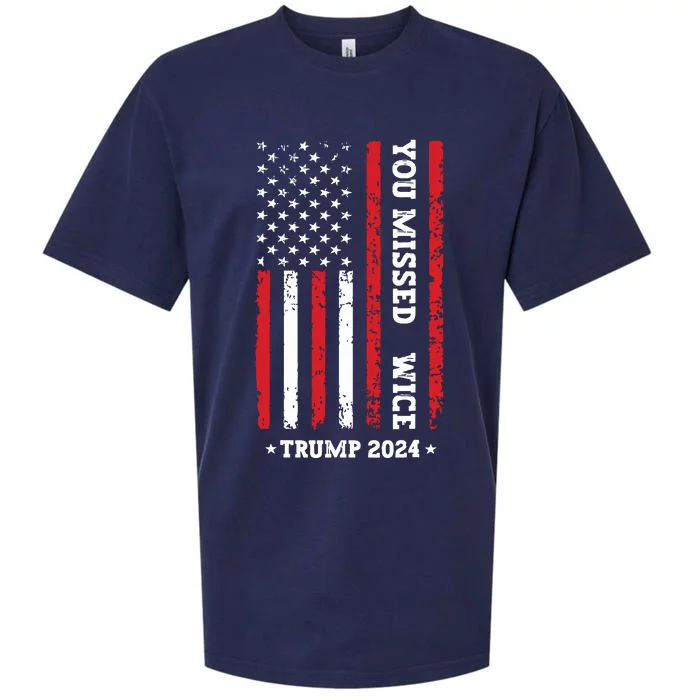 You Missed Twice You Missed Again Trump 2024 Us Flag Sueded Cloud Jersey T-Shirt