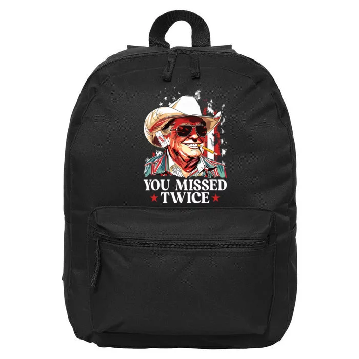 You Missed Twice Western Trump Cowboy Trump 2024 Us Flag 16 in Basic Backpack