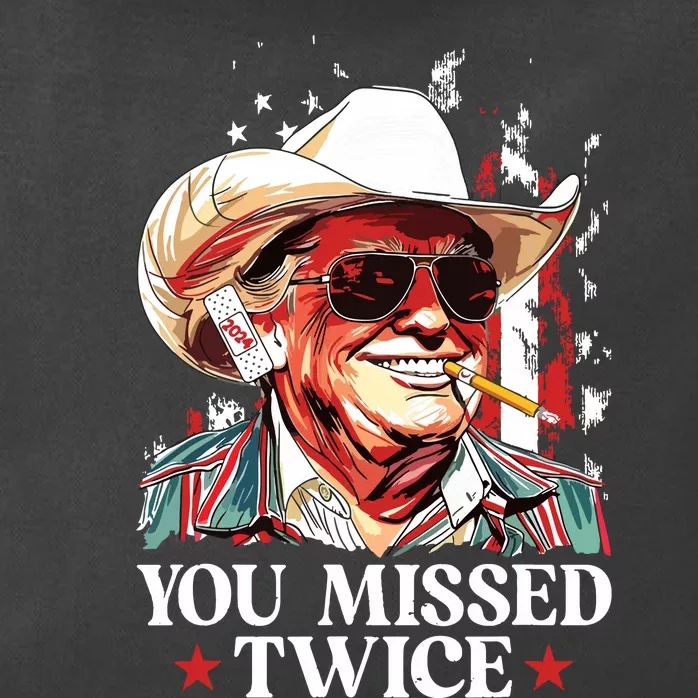 You Missed Twice Western Trump Cowboy Trump 2024 Us Flag Zip Tote Bag