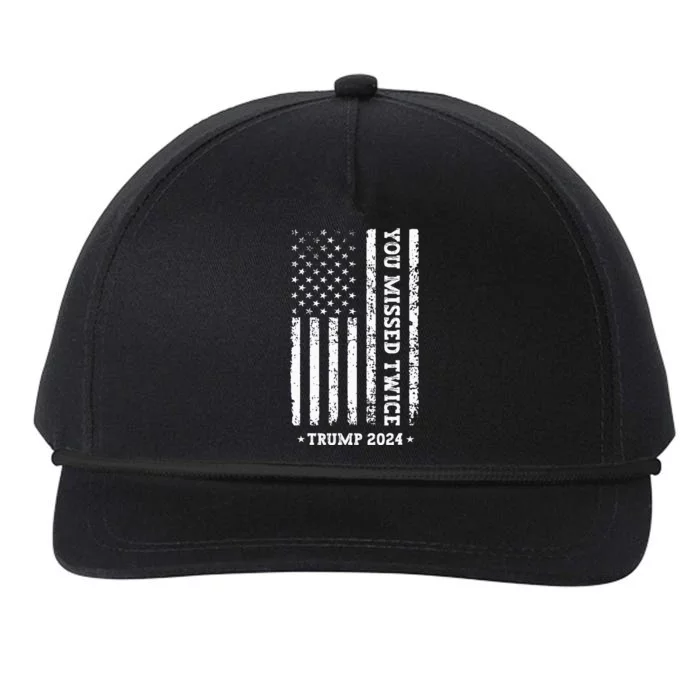 You Missed Twice You Missed Again Trump 2024 Us Flag Snapback Five-Panel Rope Hat