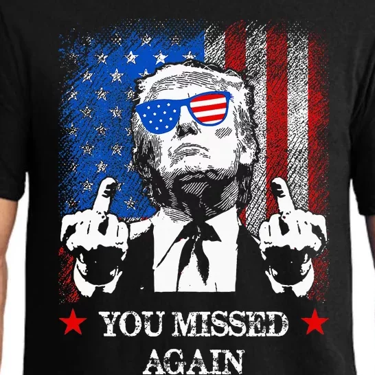 You Missed Trump Again In Golf Club 2024 Us American Flag Pajama Set