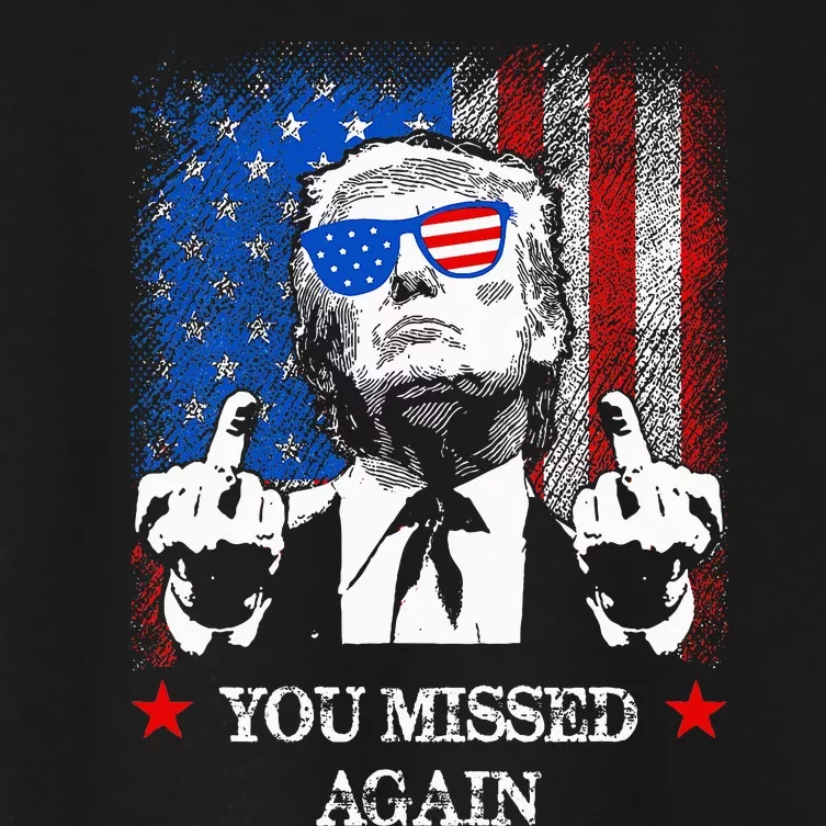 You Missed Trump Again In Golf Club 2024 Us American Flag Women's Crop Top Tee