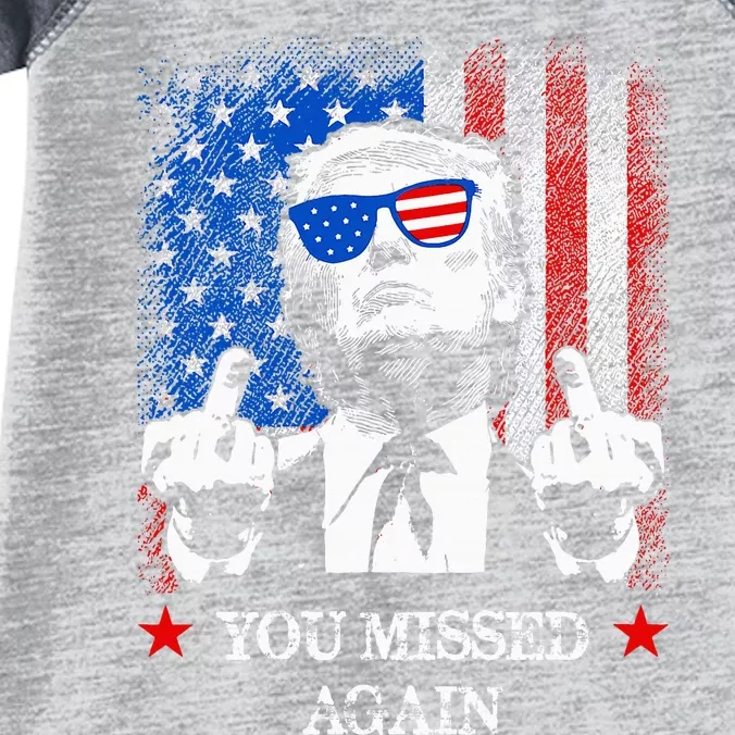 You Missed Trump Again In Golf Club 2024 Us American Flag Infant Baby Jersey Bodysuit