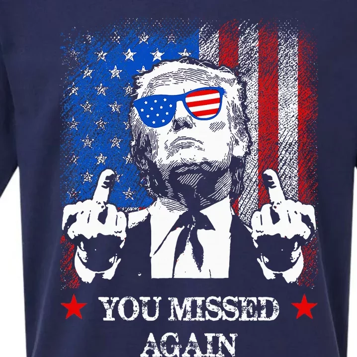 You Missed Trump Again In Golf Club 2024 Us American Flag Sueded Cloud Jersey T-Shirt