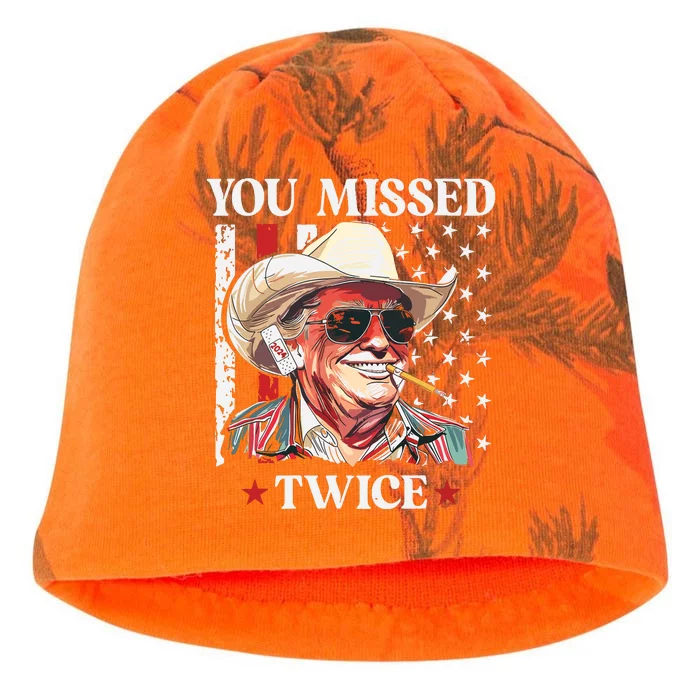 You Missed Twice Western Trump Cowboy Trump 2024 Kati - Camo Knit Beanie