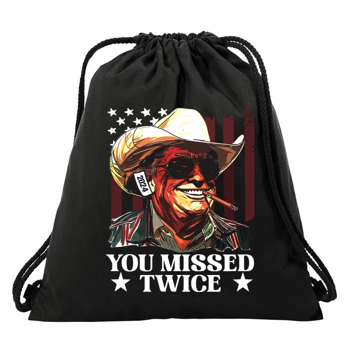 You Missed Twice Trump Wear Your Wit! Drawstring Bag