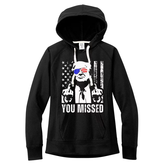 You Missed Trump 2024 Us American Flag Women's Fleece Hoodie