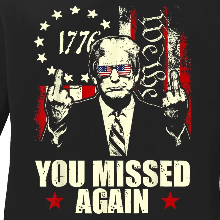 You Missed Twice You Missed Again 20 Trump Vance Election Ladies Long Sleeve Shirt