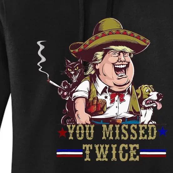 You Missed Twice Cow Western Trump 2024 Cats Dogs Women's Pullover Hoodie