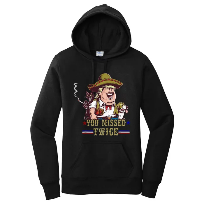 You Missed Twice Cow Western Trump 2024 Cats Dogs Women's Pullover Hoodie