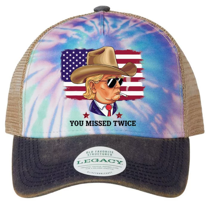 You Missed Twice Western Trump Legacy Tie Dye Trucker Hat