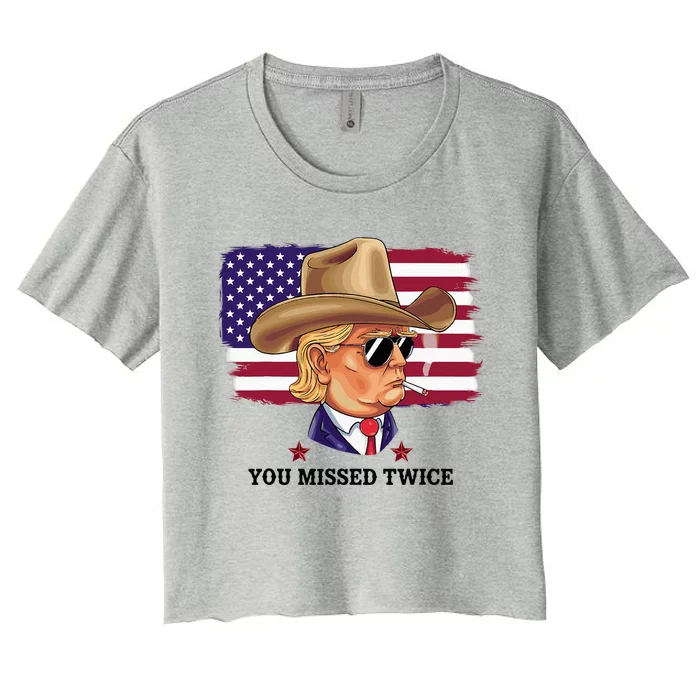 You Missed Twice Western Trump Women's Crop Top Tee