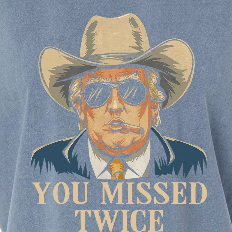 You Missed Twice Western Trump Cow Trump 2024 Us Flag Garment-Dyed Women's Muscle Tee