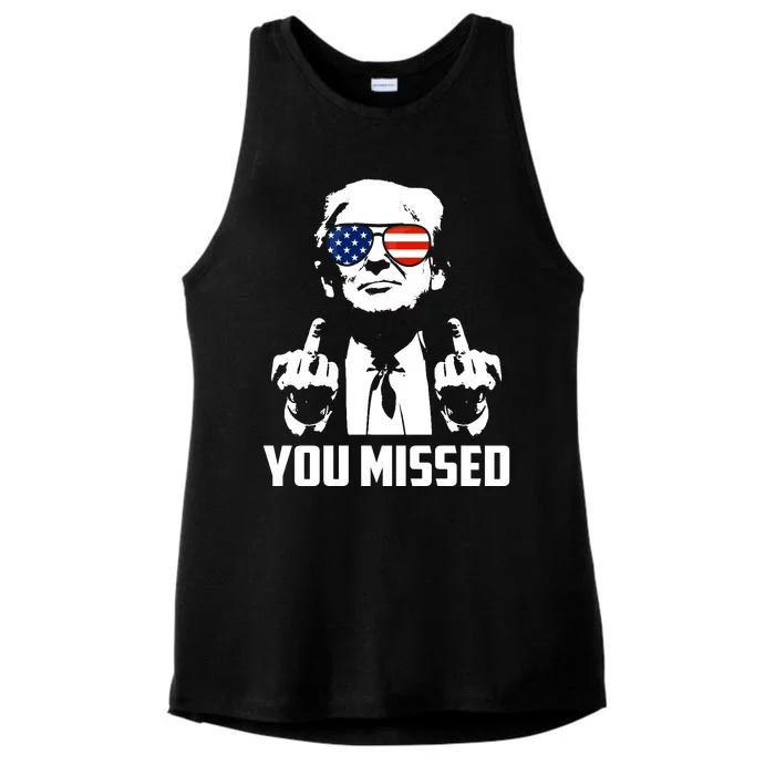 You Missed Trump Middle Finger Usa Funny Ladies Tri-Blend Wicking Tank