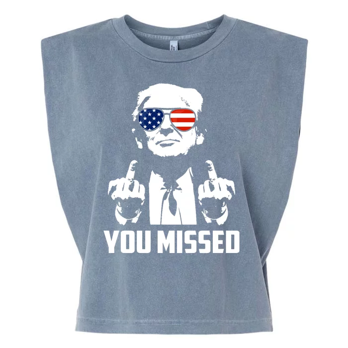 You Missed Trump Middle Finger Usa Funny Garment-Dyed Women's Muscle Tee