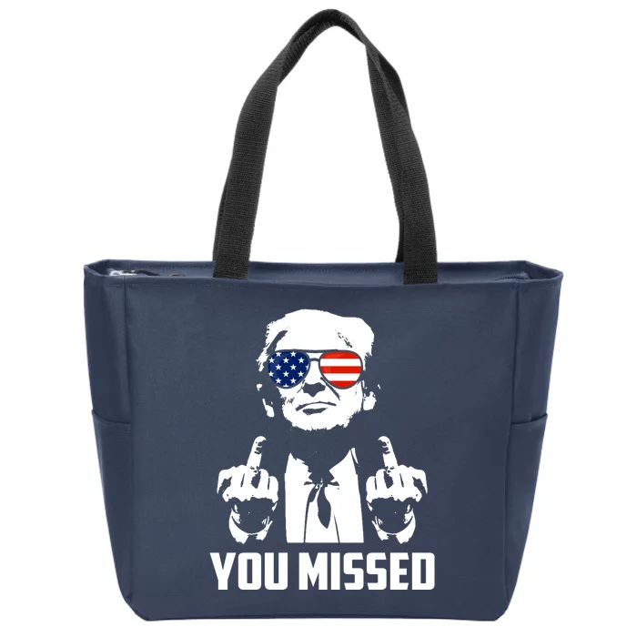 You Missed Trump Middle Finger Usa Funny Zip Tote Bag