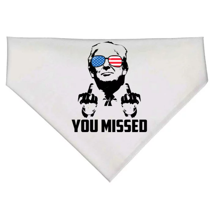 You Missed Trump Middle Finger Usa Funny USA-Made Doggie Bandana