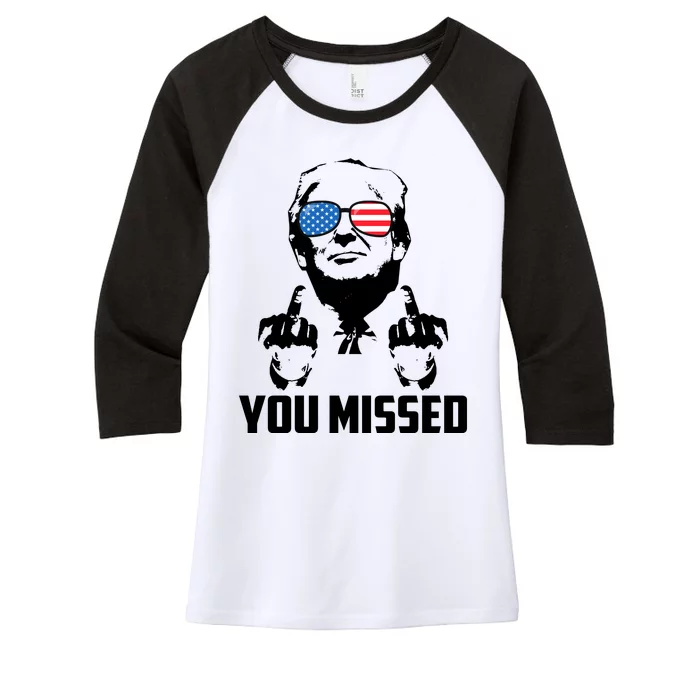 You Missed Trump Middle Finger Usa Funny Women's Tri-Blend 3/4-Sleeve Raglan Shirt