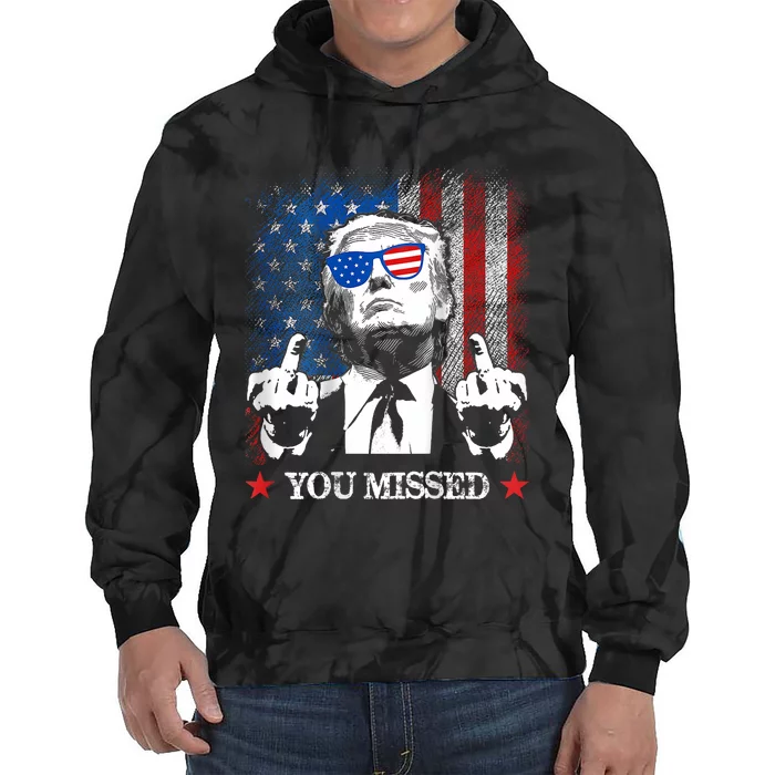 You Missed Trump 2024 Us American Flag Tie Dye Hoodie