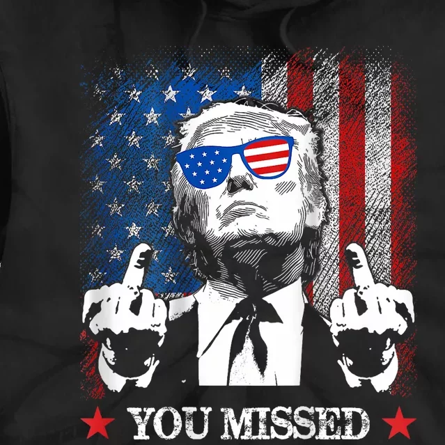 You Missed Trump 2024 Us American Flag Tie Dye Hoodie