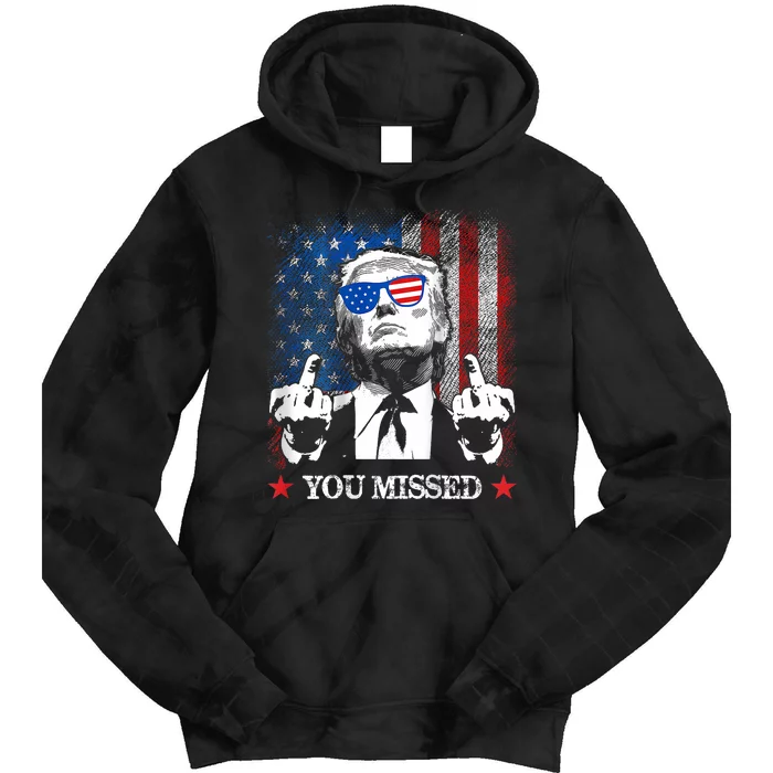 You Missed Trump 2024 Us American Flag Tie Dye Hoodie