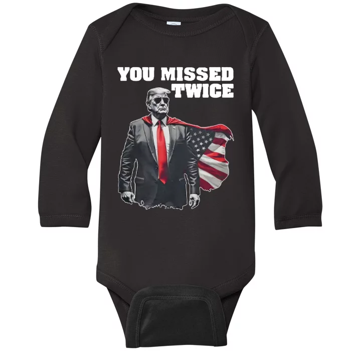 You Missed Twice Trum Baby Long Sleeve Bodysuit