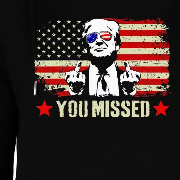 You Missed Usa Flag Donald Trump 2024 Rally Proud American Presidential Election Womens Funnel Neck Pullover Hood