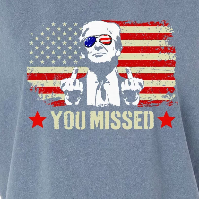 You Missed Usa Flag Donald Trump 2024 Rally Proud American Presidential Election Garment-Dyed Women's Muscle Tee