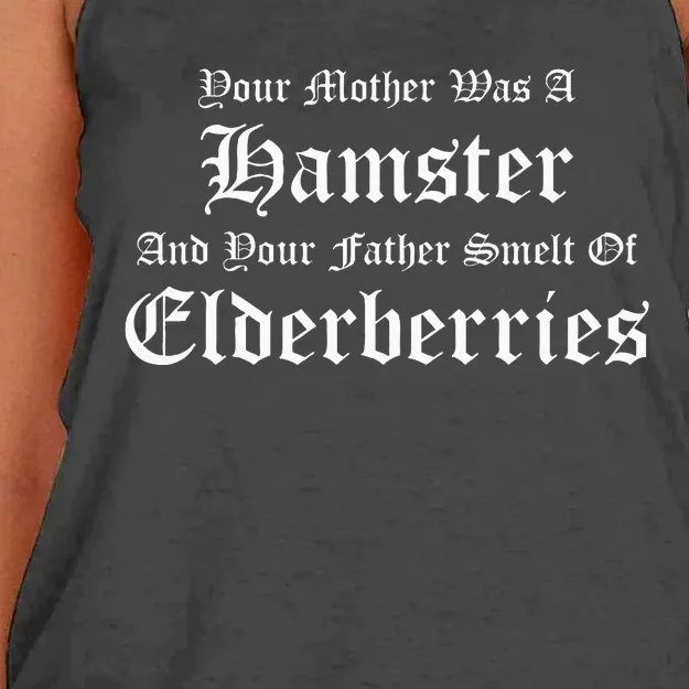 Your Mother Was A Hamster Your Father Smelt Of Elderberries Women's Knotted Racerback Tank