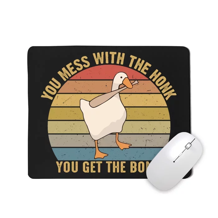 You Mess With The Honk You Get The Bonk Funny Retro Vintage Goose Mousepad